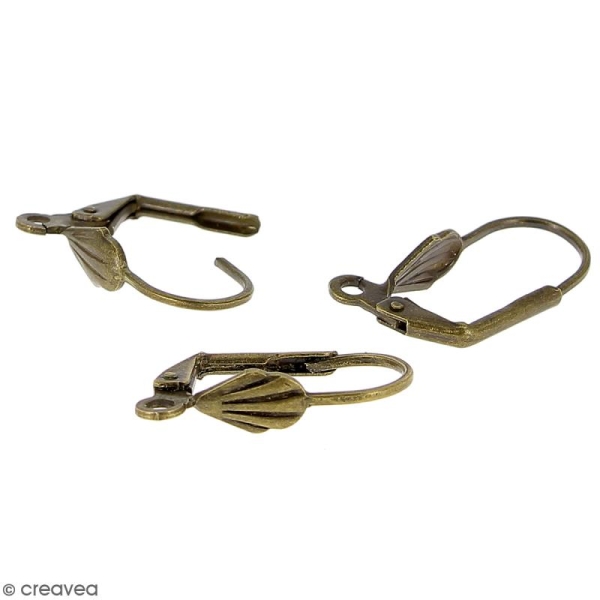 Boucles d'oreilles dormeuses - Coquillage - Bronze - 18 mm - 4 pcs - Photo n°3