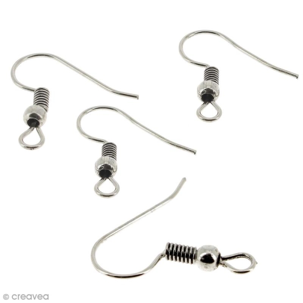 Crochets d'oreilles avec anneau - Argenté - 18 mm - 50 pcs - Photo n°2