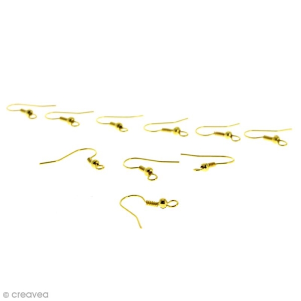 Crochets d'oreilles avec anneau - Doré - 18 mm - 10 pcs - Photo n°1