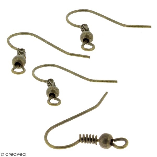 Crochets d'oreilles avec anneau - Bronze - 18 mm - 4 pcs - Photo n°1