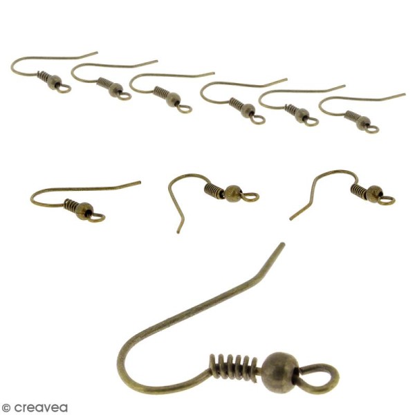 Crochets d'oreilles avec anneau - Bronze - 18 mm - 10 pcs - Photo n°1