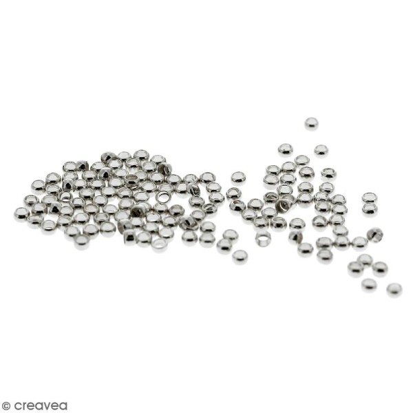 Perles à écraser - Argenté - 2 mm - 100 pcs - Photo n°1