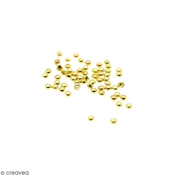 Perles à écraser - Doré - 2 mm - 50 pcs - Photo n°1