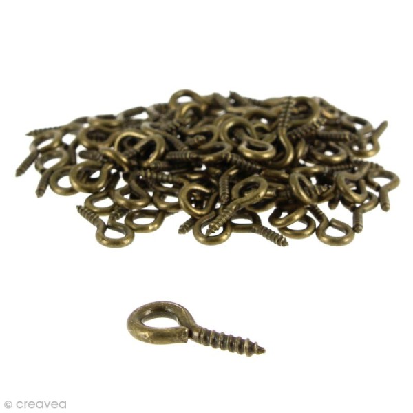 Crochets piton à visser - Bronze - 10 mm - 100 pcs - Photo n°1
