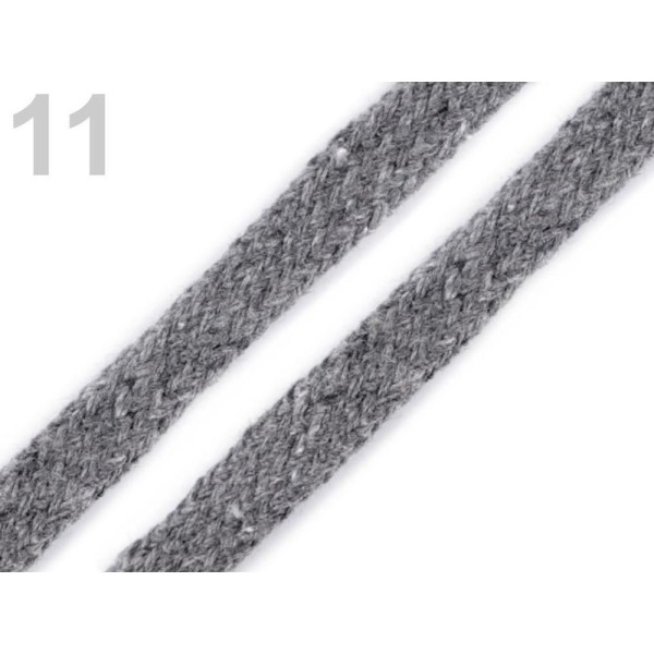 10m 11 Lightgrey Cordon en Coton Plat Largeur de 10mm, des Cordes, des Chaînes, des articles de Merc - Photo n°1