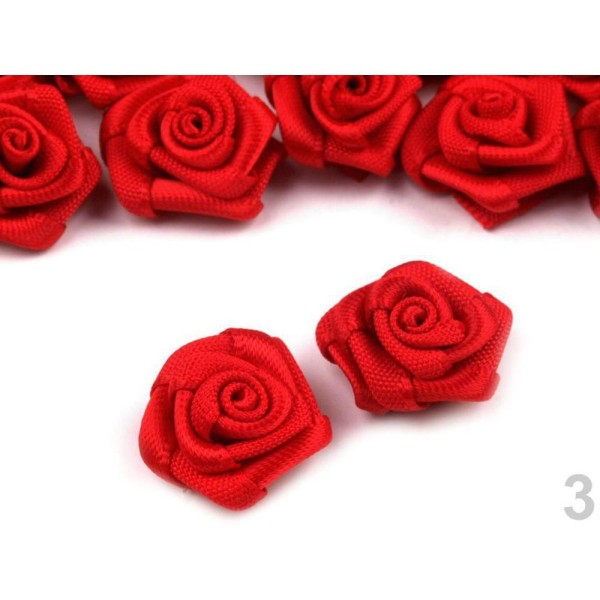 10pc 3 Fiery Rouge en Tissu Rose Ø15mm, Coudre-sur Appliques de Fleurs, de Vêtements, de Chaussures - Photo n°1