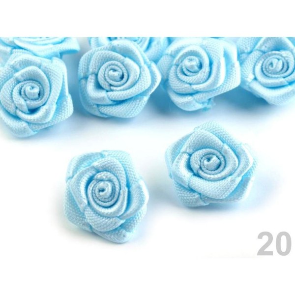 10pc 20 Ballade Tissu Bleu Rose Ø15mm, Coudre-sur Appliques de Fleurs, de Vêtements, de Chaussures D - Photo n°1
