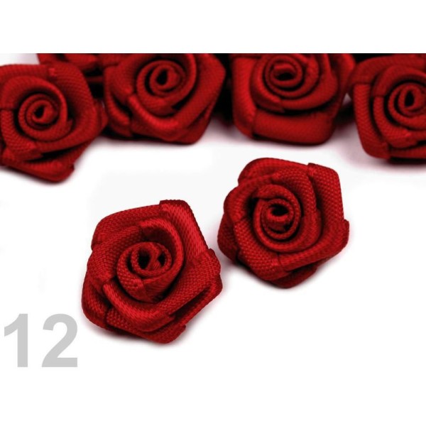10pc 12 Piment Tissu Rose Ø15mm, Coudre-sur Appliques de Fleurs, de Vêtements, de Chaussures Décor E - Photo n°1