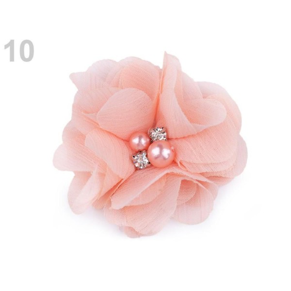 10pc 10 Darksalmon Décoratifs Maille Fleur Ø50mm Avec des Perles, d'Autres Fleurs À Coudre de la Col - Photo n°1
