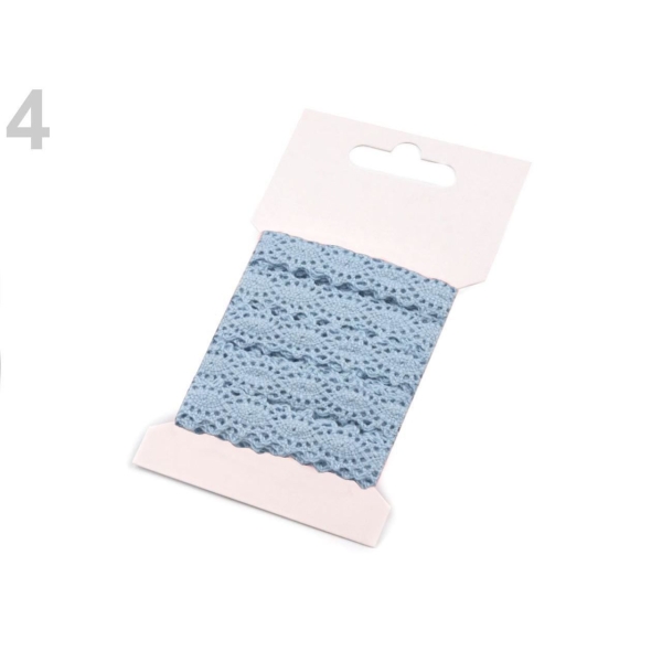 1card 4 Bleu clair Coton Dentelle Garniture Largeur 12mm, Crochet de Coton, Fabrication de Cartes, d - Photo n°1