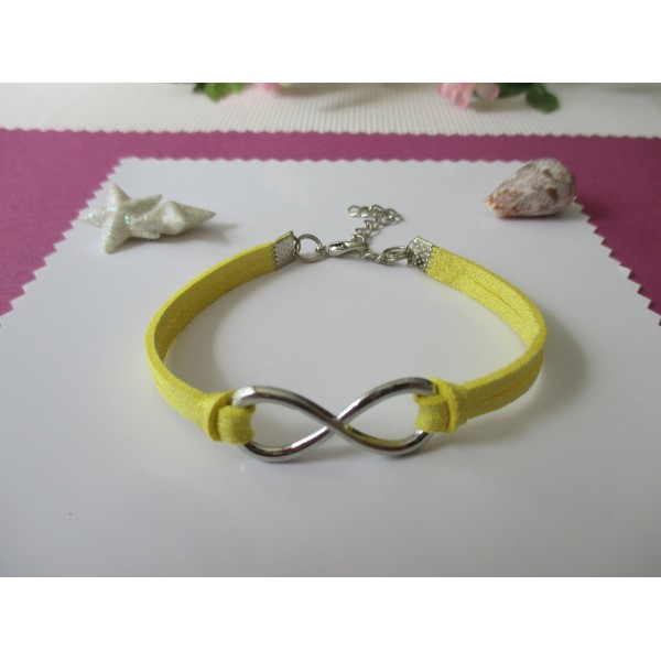 Kit de bracelet suédine daim jaune brillant et lien infini platine - Photo n°1
