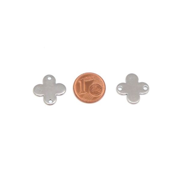 2 Perles Connecteur Fleur, Croix Argenté En Acier Inoxydable - Intercalaire Croix - Photo n°2