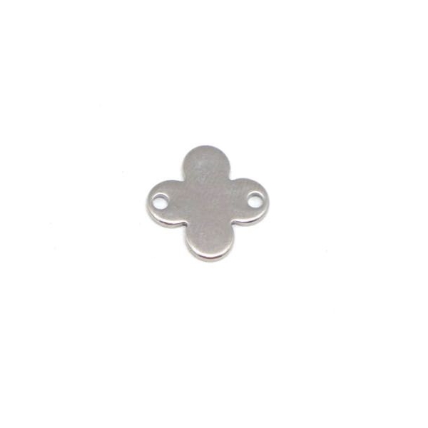 2 Perles Connecteur Fleur, Croix Argenté En Acier Inoxydable - Intercalaire Croix - Photo n°3