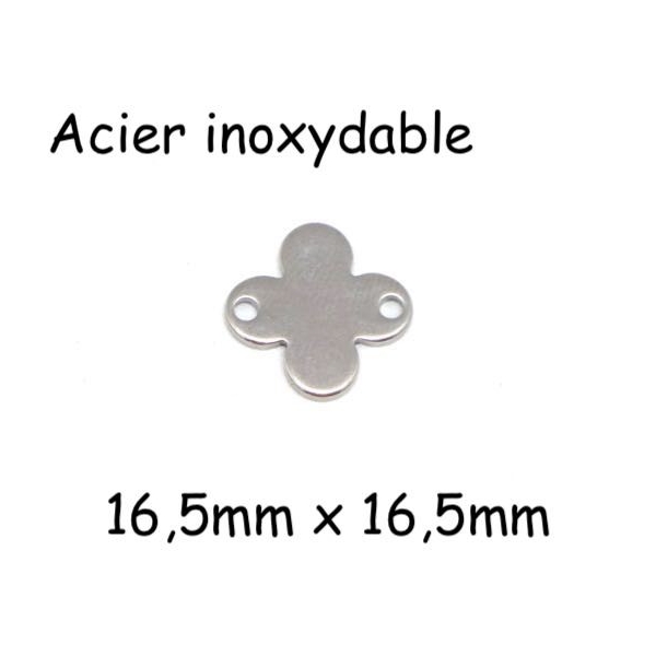 2 Perles Connecteur Fleur, Croix Argenté En Acier Inoxydable - Intercalaire Croix - Photo n°1