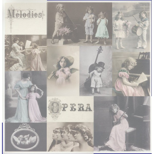 Feuille Papier Scrapbooking Musique Mélodies Opéra 4007 Sagen Vintage Design 32,3x30,3 cm - Photo n°1