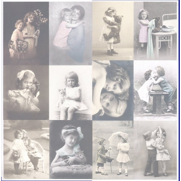 Feuille Papier Scrapbooking Enfants 4011 Sagen Vintage Design 32,3x30,3 cm - Photo n°1