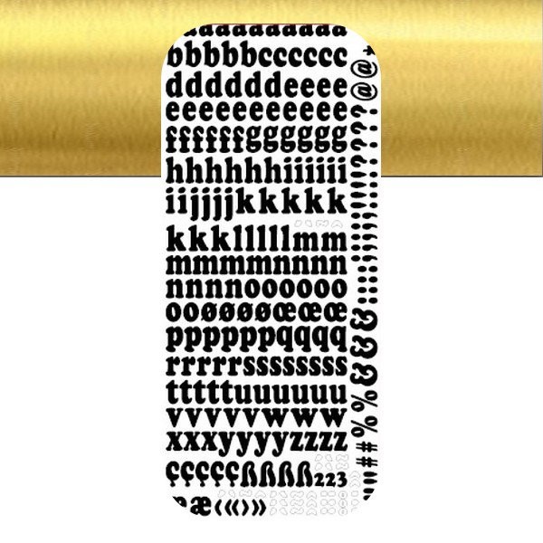 1 planche de stickers autocollants peel off doré ALPHABET 1553 - Photo n°1