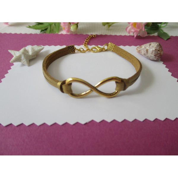 Kit de bracelet suédine faux cuir doré et lien infini doré - Photo n°1