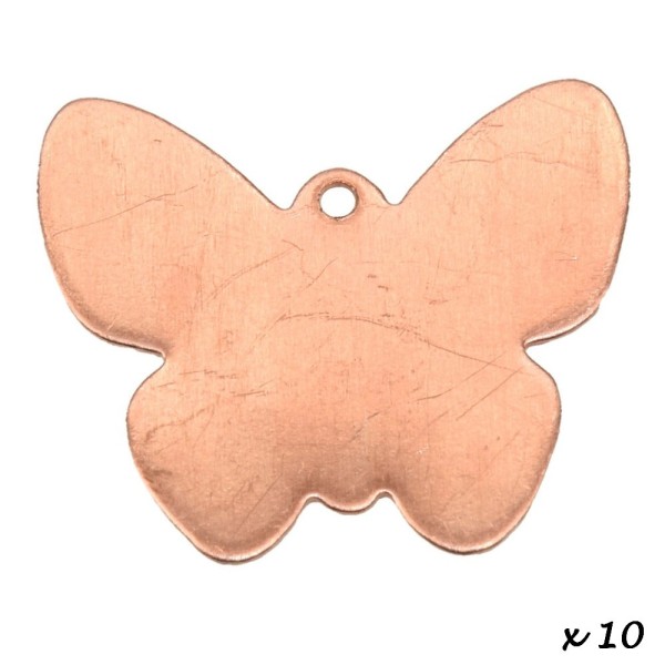 Lot de 10 Pendentifs en cuivre Papillon 1 trou, ébauche 22 x 22 mm, pour émaillage - Photo n°2