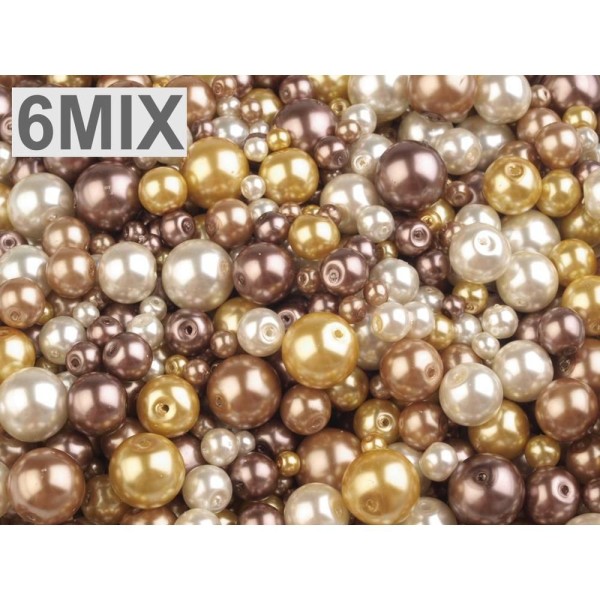 100g 6 Mix Rond Verre Perles Imitation Perles de Mélange de Tailles Et De Couleurs Ø4-12mm, Perle de - Photo n°1