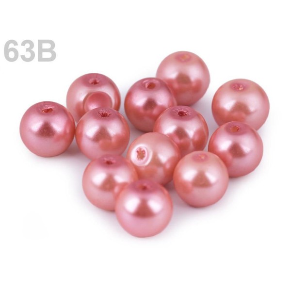 50g 63b Rose Corail Rond Verre Perles Imitation Perles de 8mm, de Perles de Mariage, Perle de Fourni - Photo n°1