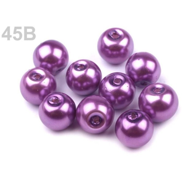 50g 45b Violet Rond Verre Perles Imitation Perles de 8mm, Faux Perle, Perle de Mariage, Perle de Fou - Photo n°1