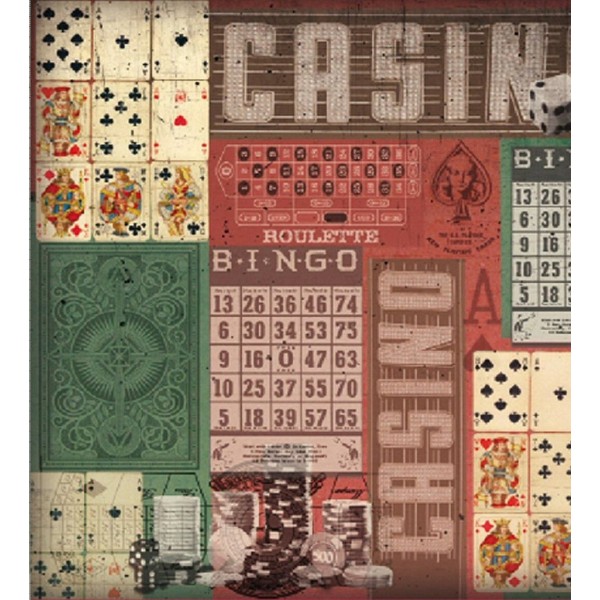 Gabarit en Feutrine 30x30 cm à découper Casino Jeu de cartes FLSP-ST39 Stamperia - Photo n°1