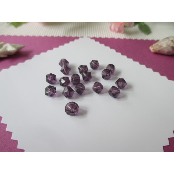 Perles en verre toupie 6 mm violet x 20 - Photo n°1