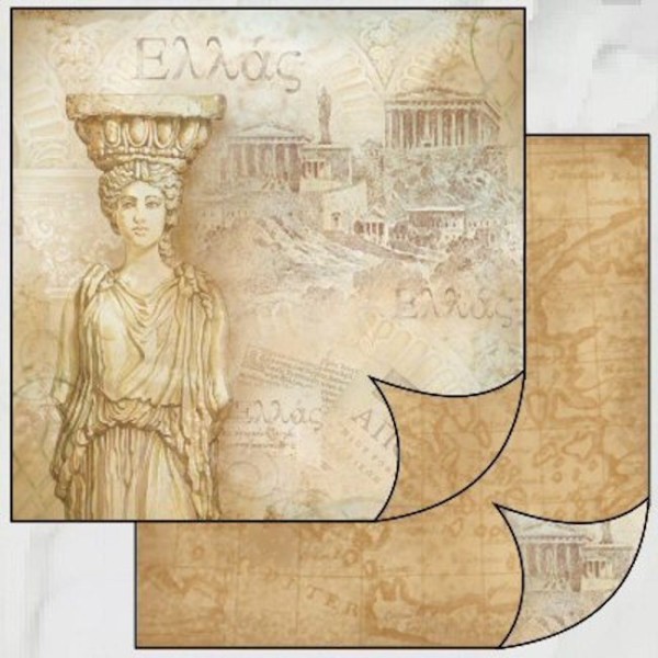 Feuille Papier Scrapbooking Grèce Antique SBB129 Stamperia 30x30 cm imprimé recto-verso - Photo n°1