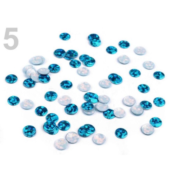 1bag Riches en Fer Bleu-sur Hot Fix Paillettes Ø5mm 5g, Correctif Éléments en Cristal, activé à la C - Photo n°1