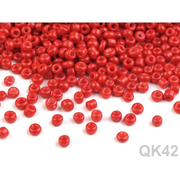 50g Qk42 Rouge Verre de Semences de Perles de rocaille 12/0 - 2mm - Photo n°1