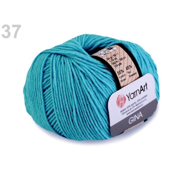 1pc 37 (55) Turquoise Fil à Tricoter Gina 50g Yarnart, Tricot, Crochet, Broderie, Mercerie, - Photo n°1