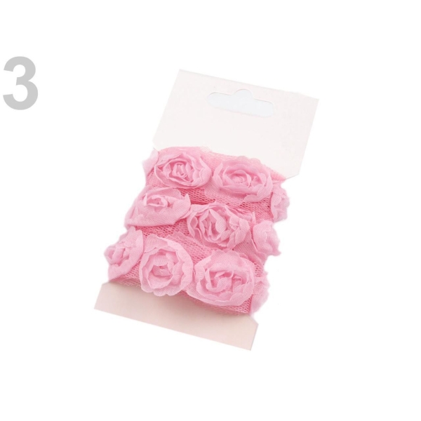 1card 3 Light Rose en Tulle Rose Garniture Largeur 20mm, Tulle,mousseline de soie Et de Dentelles, G - Photo n°1