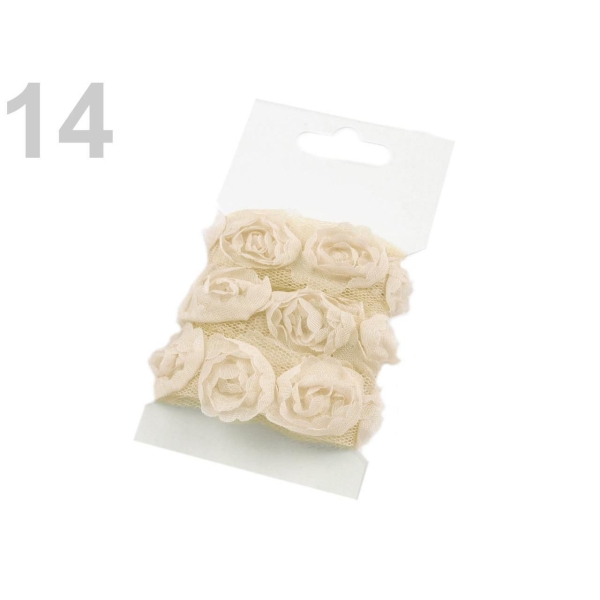 1card 14 Vanille Tulle Rose Garniture Largeur 20mm, Tulle,mousseline de soie Et de Dentelles, Galons - Photo n°1