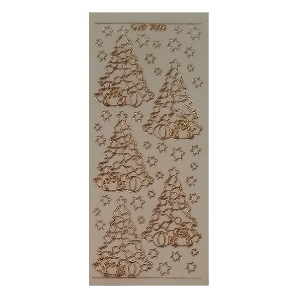 1 planche de stickers autocollants peel off doré transparents NOEL SAPIN 7009 - Photo n°1