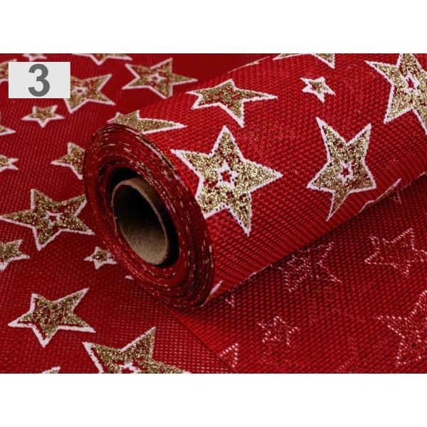 5m 3 Rouge Jute Imitation Largeur 48 Cm Étoiles, tissus de décoration, Organza, Tulle, Satin Et Déco - Photo n°1