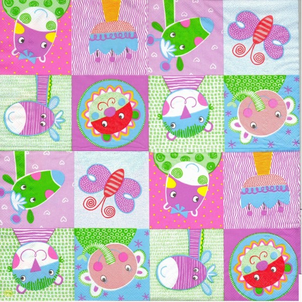 4 Serviettes en papier Animaux Enfants Format Lunch Collage Decopatch SLOG-014202 Pol-Mak - Photo n°1