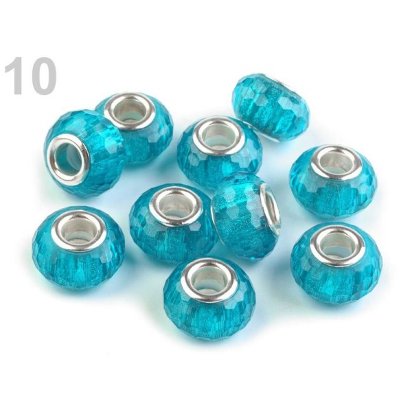 1pc 10 Bleu Azur de Cristal à Facettes Perles de Charme 9x14mm, Plastique - Photo n°1