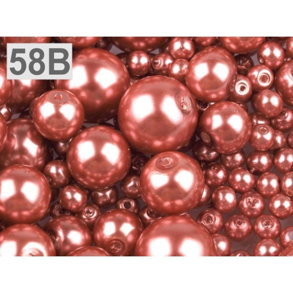 100g 58b Rose Foncé Rond Verre Perles Imitation Perles Mix De Tailles Env. Ø4-12mm, Bracelet Bricola - Photo n°1