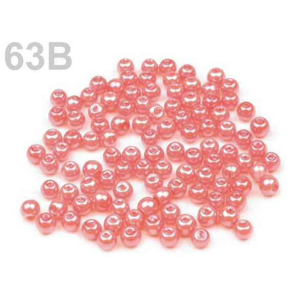 50g 63b Rose Corail Rond Verre Perles Imitation Perles de Ø4mm Lisse, de Perles de Mariage, Perle de - Photo n°1