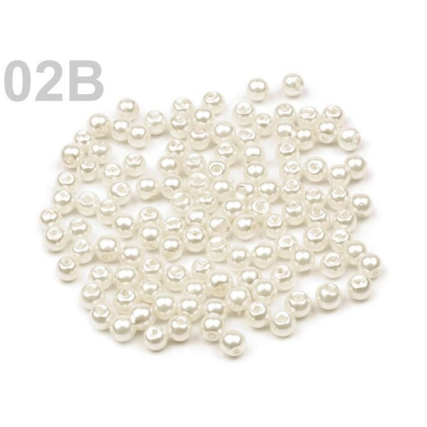 50g 02b Crème plus légère Rond Verre Perles Imitation Perles de Ø4mm Lisse, de Perles de Bricolage, - Photo n°1