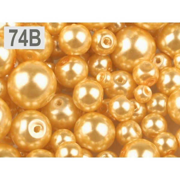100g (74b d'Or de la Lumière Ronde en Verre Imitation de Perles de Perles Mix De Tailles Env. Ø4-12m - Photo n°1