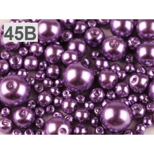 100g 45b Violet Rond Verre Perles Imitation Perles Mix De Tailles Env. Ø4-12mm, Perle de Fournitures - Photo n°1