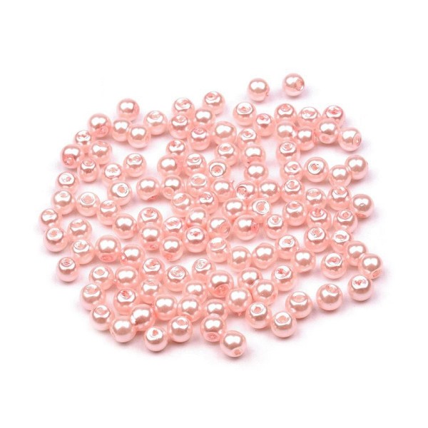 50g Rose Moyen Rond Verre Perles Imitation Perles de Ø4mm Lisse - Photo n°1