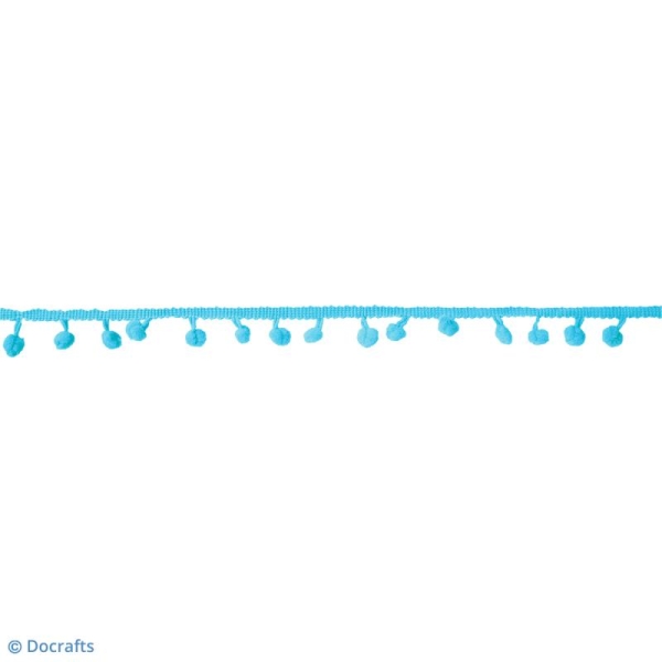 Galons à pompons Bleu Glacé - 3 mètres - Photo n°2
