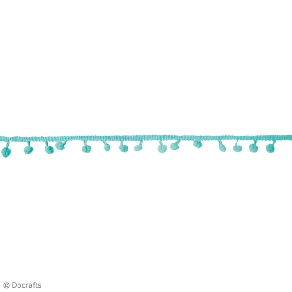 Galons à pompons Bleu Turquoise - 3 mètres - Photo n°2