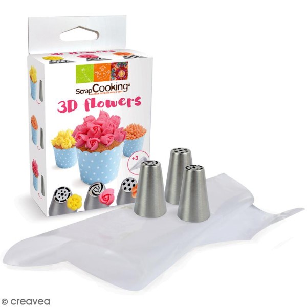 Kit 3D Flowers - Douilles et poches pâtissières - 6 pcs - Photo n°2