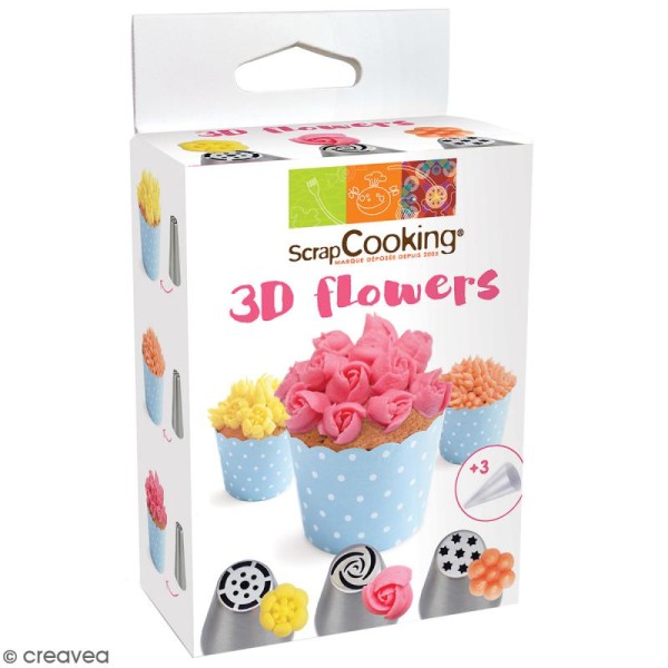 Kit 3D Flowers - Douilles et poches pâtissières - 6 pcs - Photo n°1