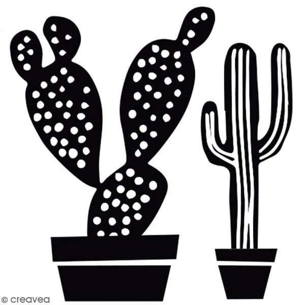 Tampons bois avec manche - Cactus - 4 x 4 cm - Photo n°1