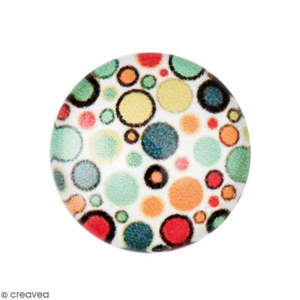 Cabochon Rond - Pois - Multicolore - 12 mm - Photo n°1